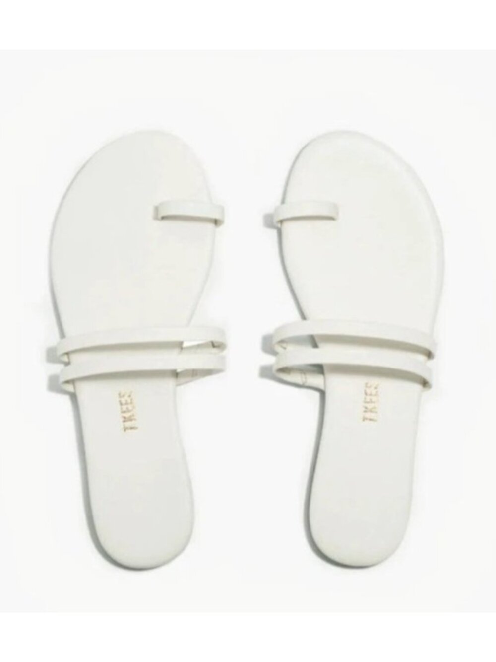 TKEES Leah Women’s Size 9 White Leather Toe Loop Strappy Flat Sandals